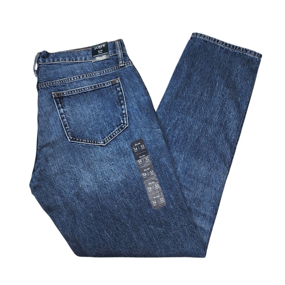 New J. Crew Slim Rigid Jeans Men's Size 34x32 100% Cotton Denim
